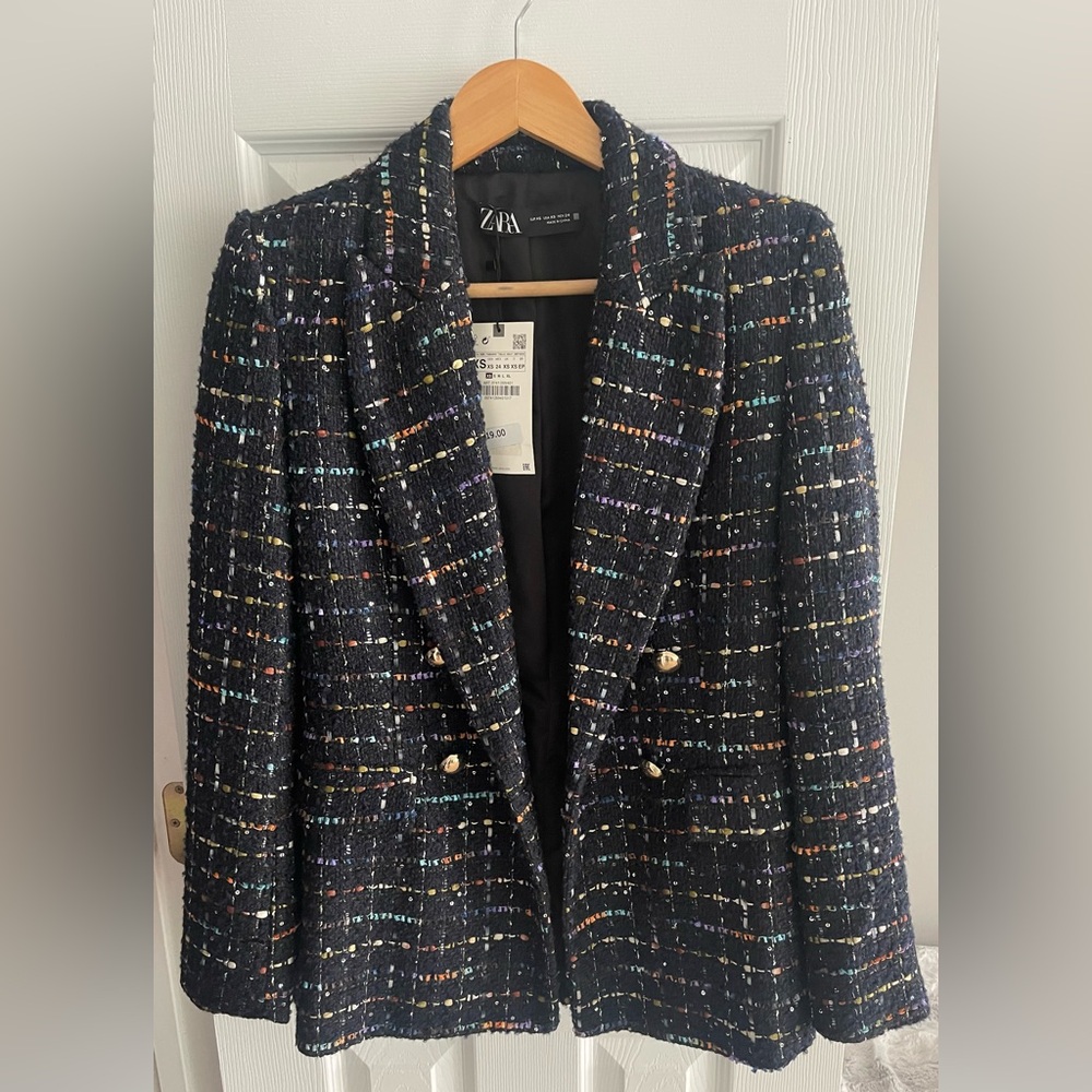 Zara Multicolored Textured Blazer